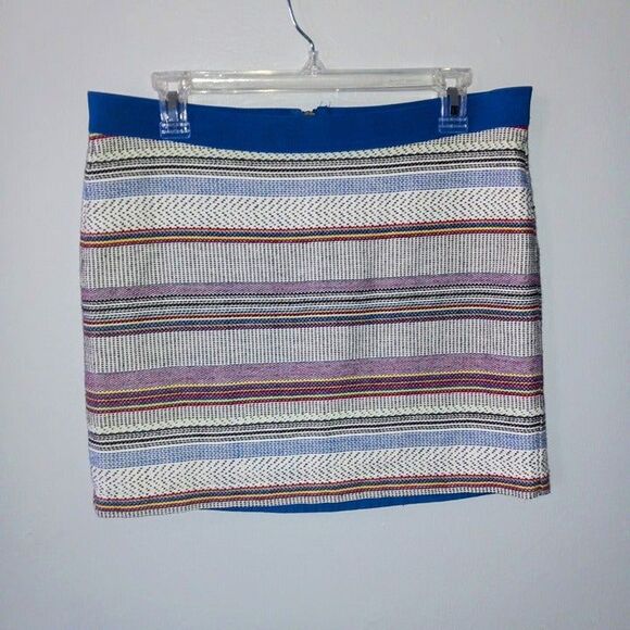 Gap Factory Multi Stripe Mini Skirt-Size 6-Woven-Lined-Elastic Waistband-Boho - Picture 1 of 6